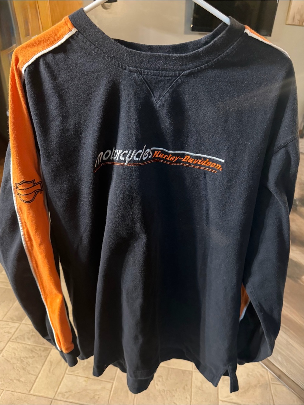 Harley-Davidson Black and Orange Logo Pullover